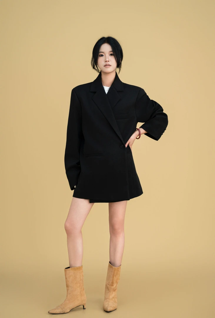 【婷婷】秋季定制Oversize侧扣设计师款毛呢西装外套简约气质