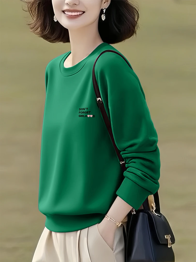 秋季卫衣女2025新款秋冬套头上衣加绒加厚宽松中年妈妈气质打底衫