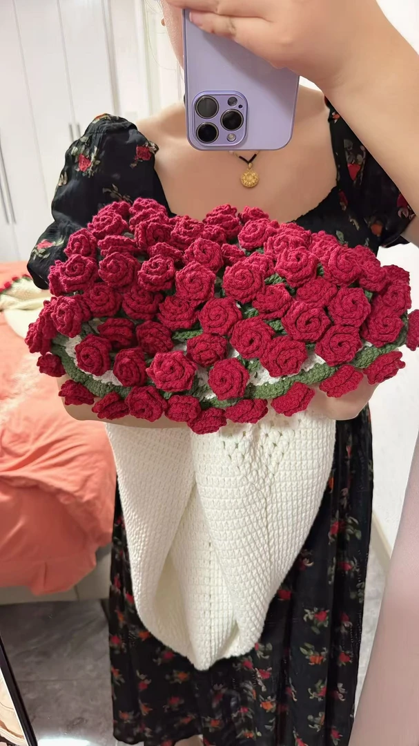 【柚子手工专属材料包】手工毛线diy花束毯子材料包钩织铃兰玫瑰毯