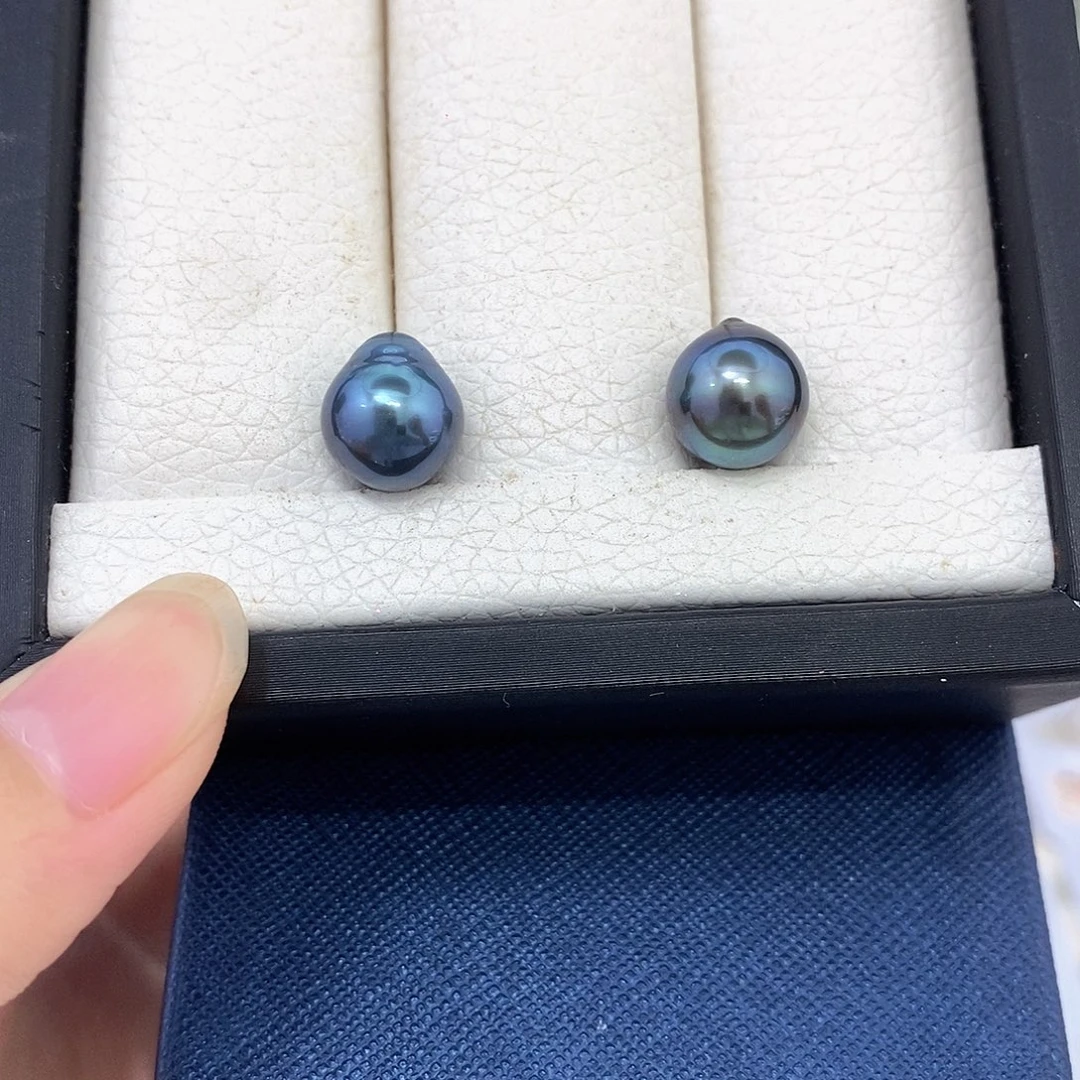 未镶嵌耳饰海水珍珠10.1mm孔雀蓝