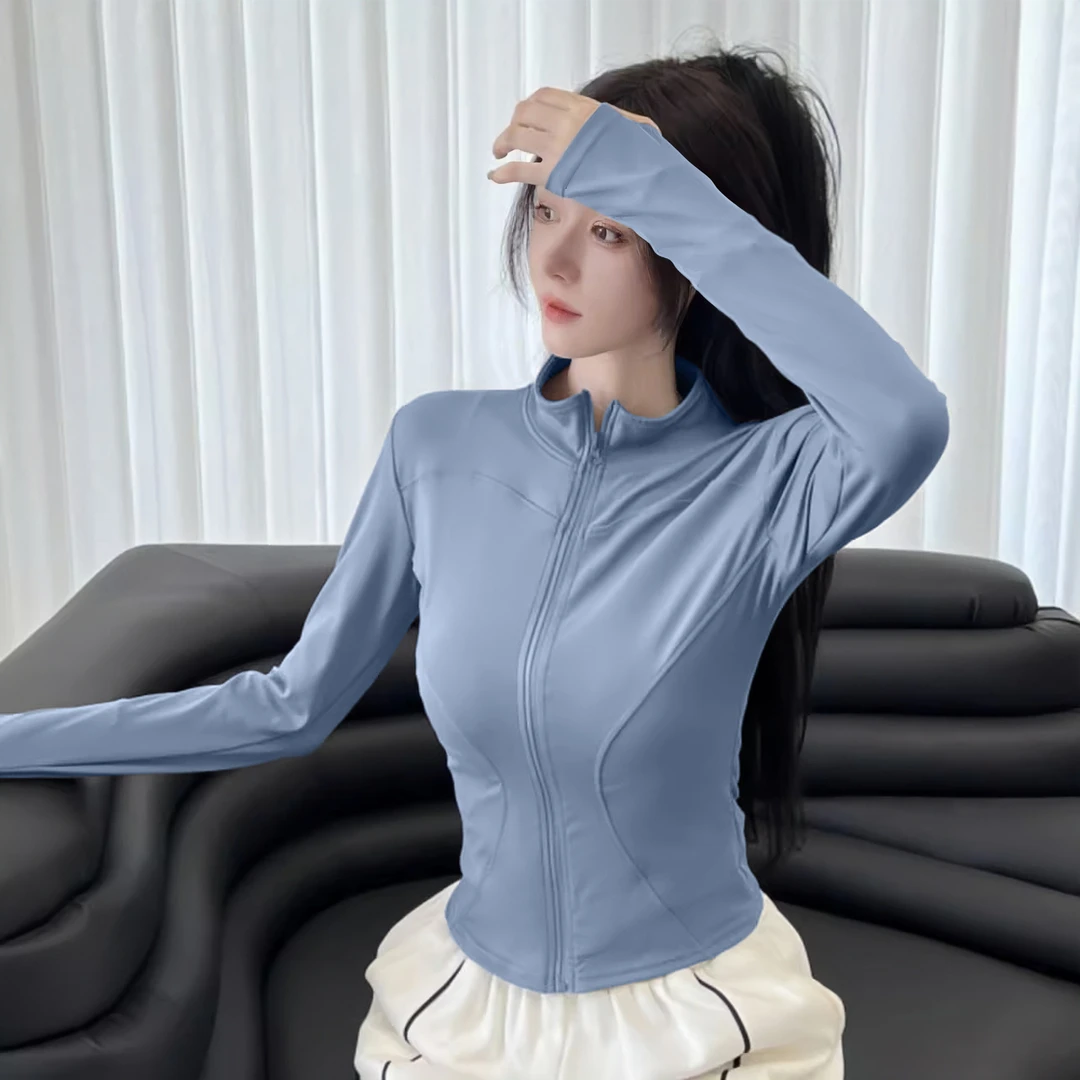 速干衣运动外套女紧身锻炼上衣瑜伽服长袖跑步健身服跳操健身服