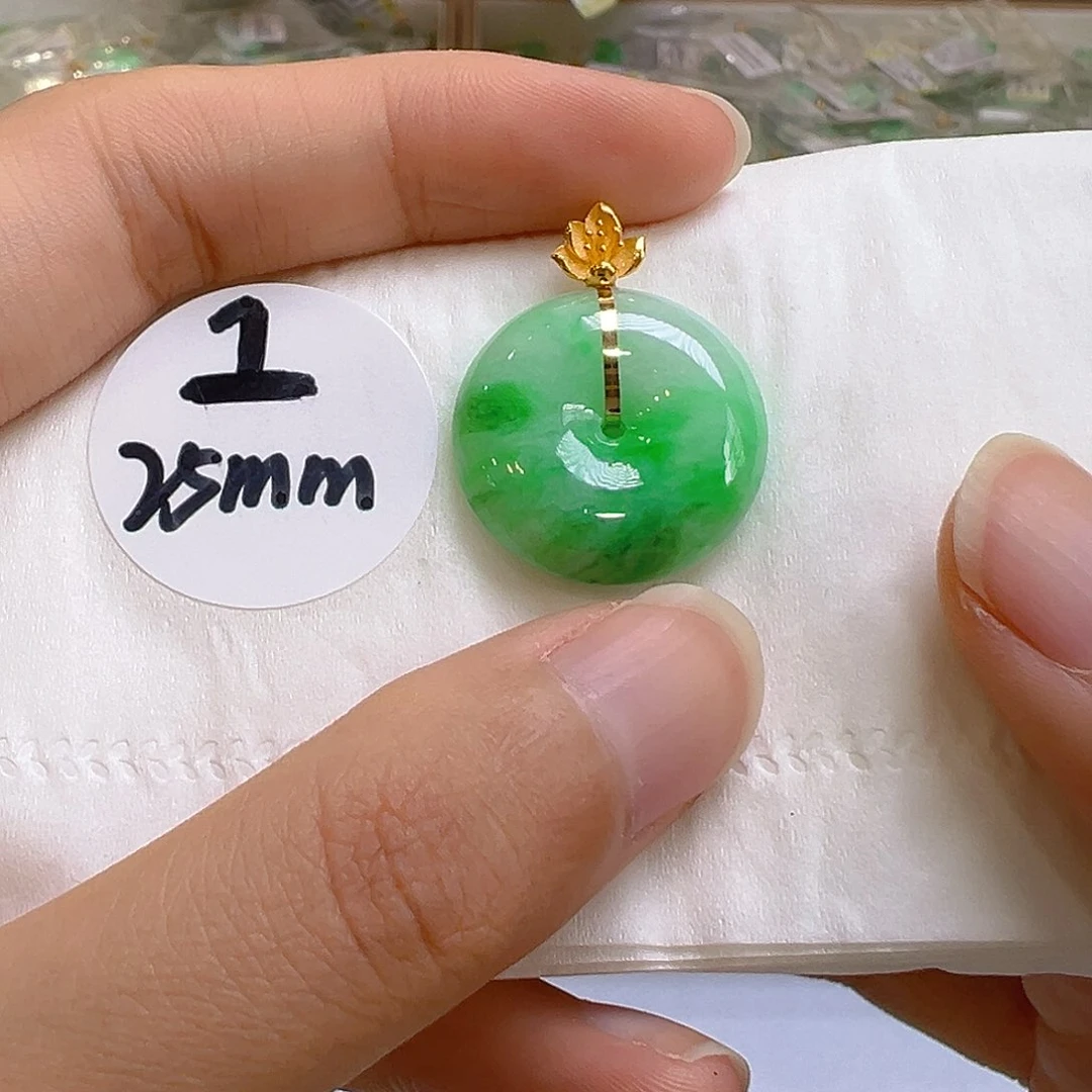 翡翠18K金镶嵌吊坠(不含链)翡翠