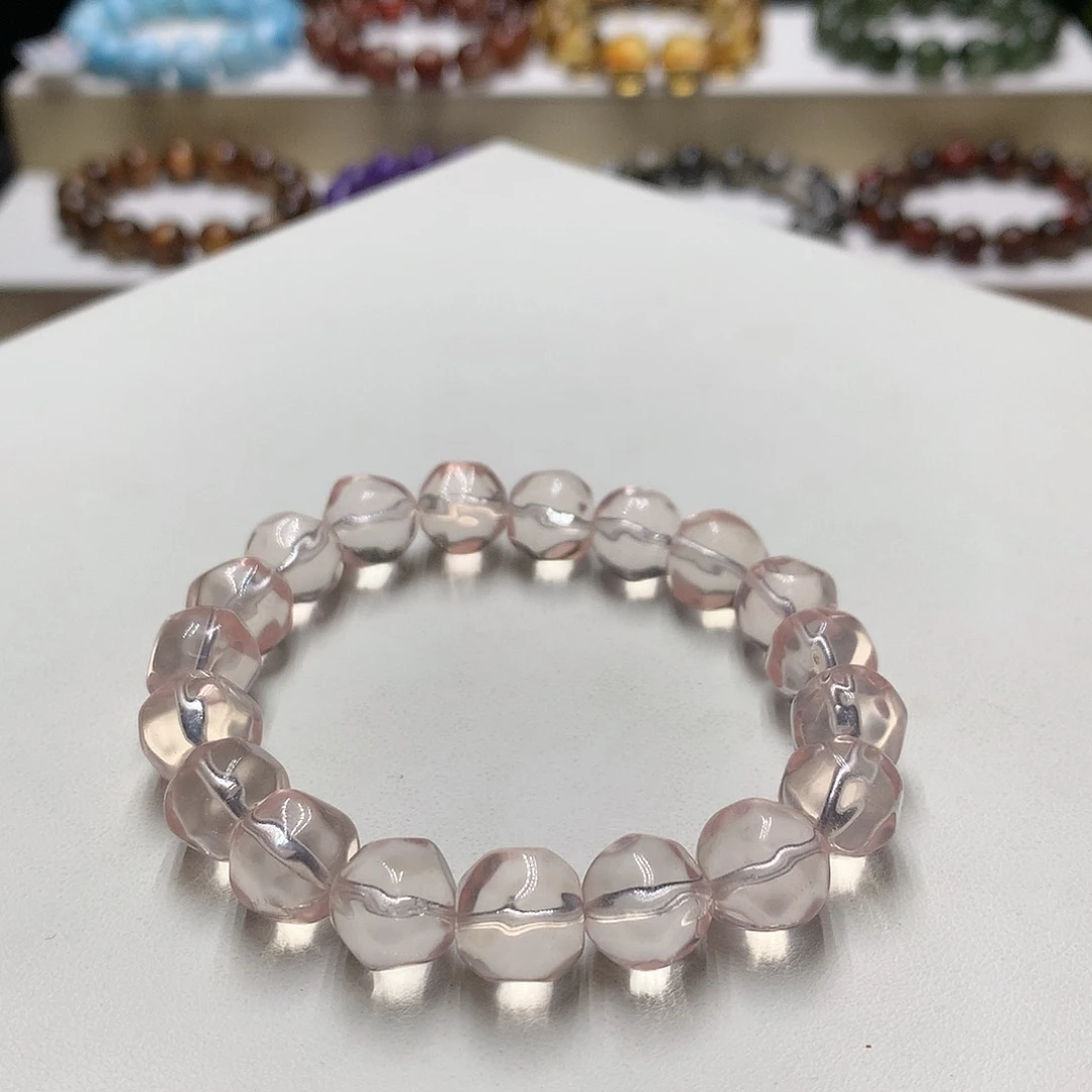 水晶手链未镶嵌天然冰橘粉