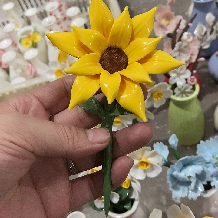 瓷片纯手工陶瓷花摆件