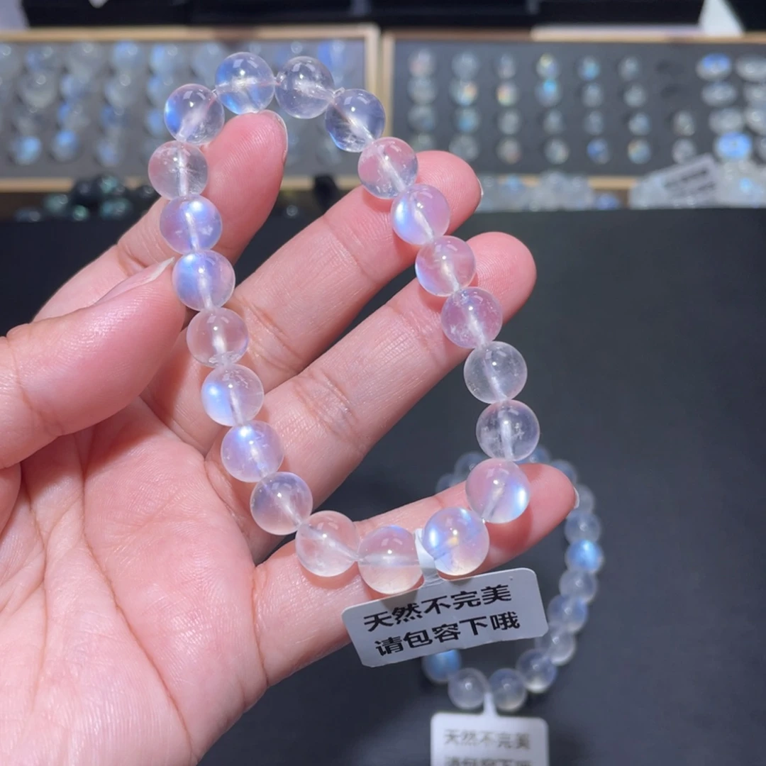 ****朱长石未镶嵌手链蓝月光手链9mm