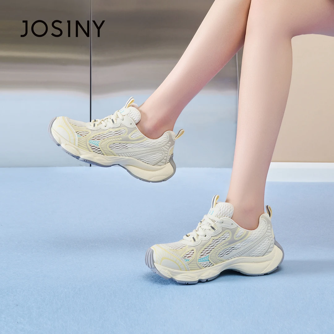 卓诗尼2025夏新款网面时尚休闲鞋女百搭透气厚底软底老爹鞋运动鞋