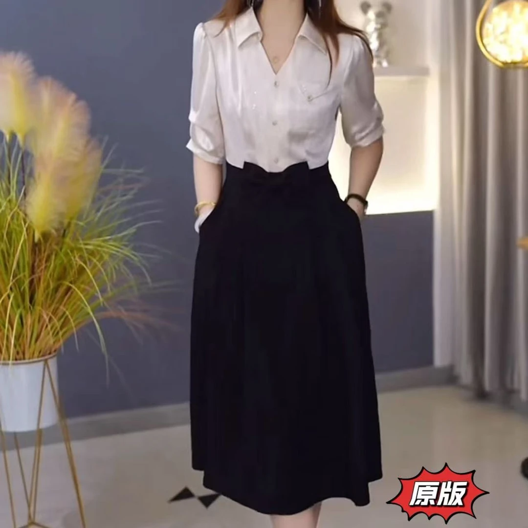 高档冰丽丝时尚女装连衣裙2025早秋新款显瘦洋气轻奢减龄礼服裙子