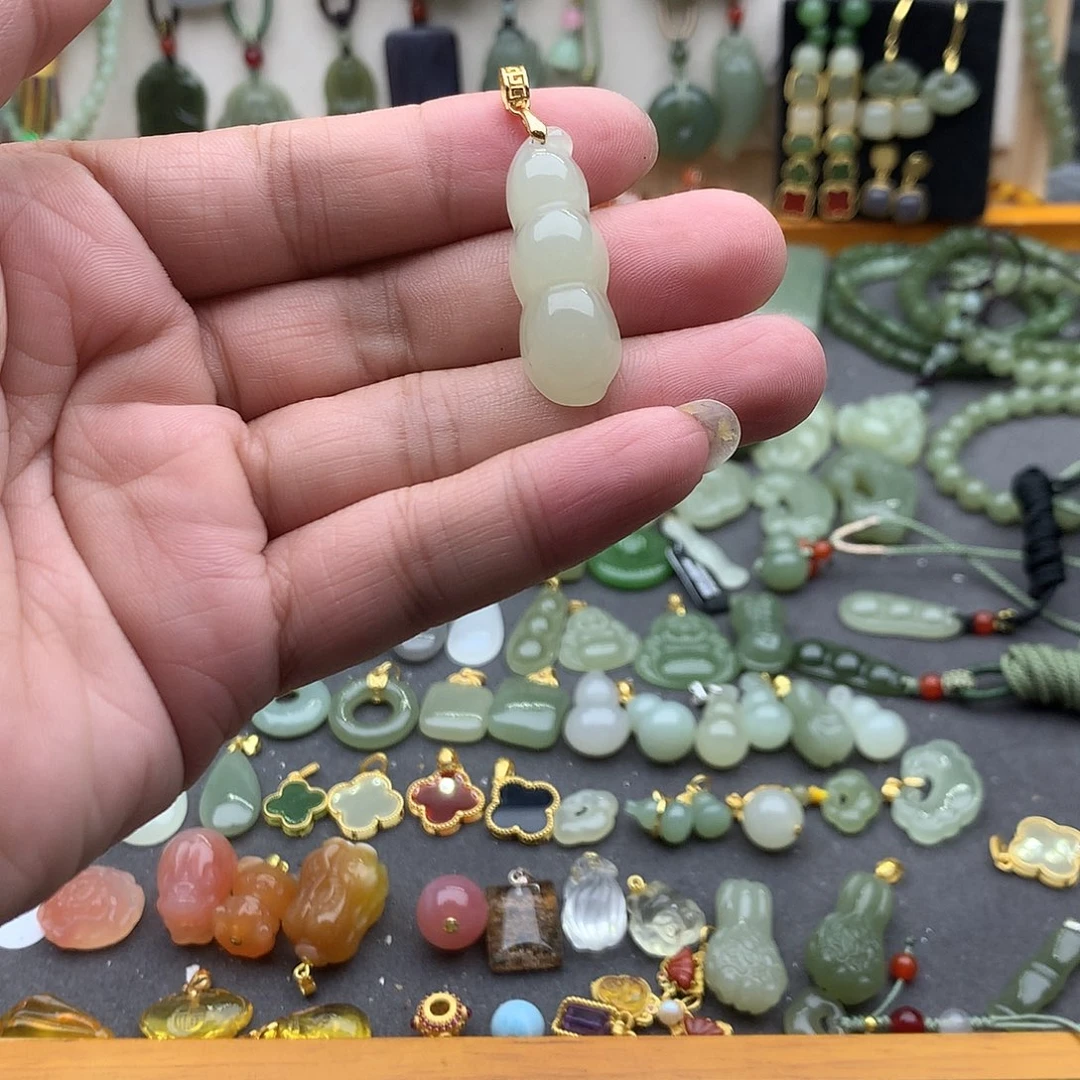 和田玉银S925镶嵌吊坠(不含链)