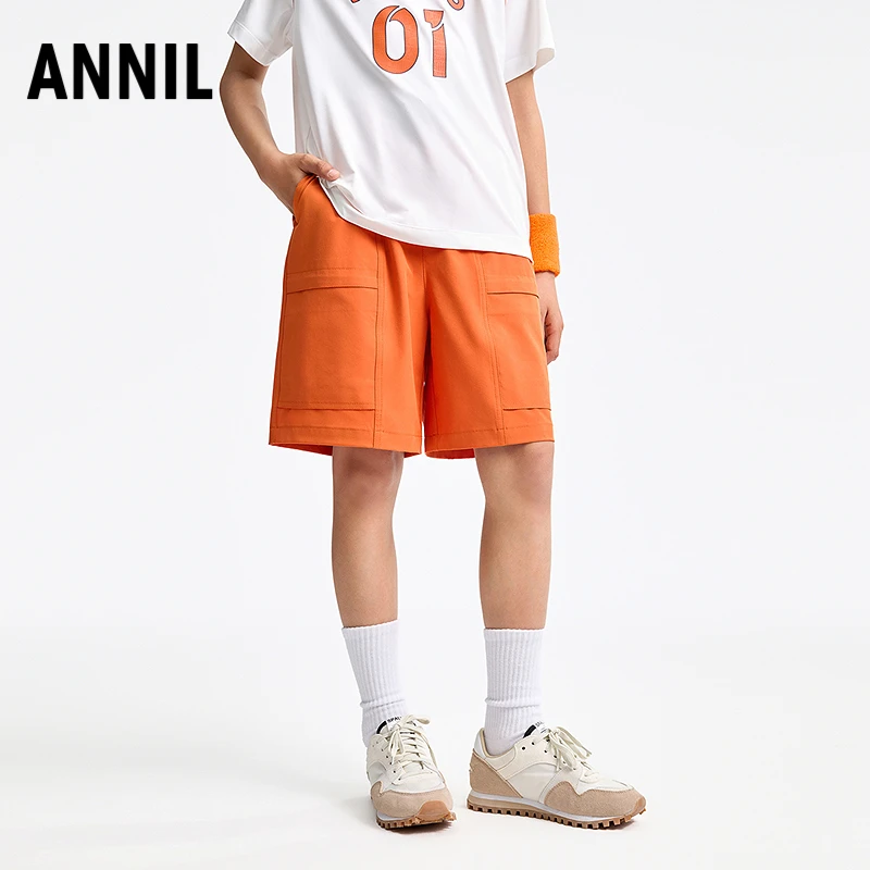 安奈儿男童弹力梭织五分裤2025夏新款休闲中裤户外运动裤EB526109