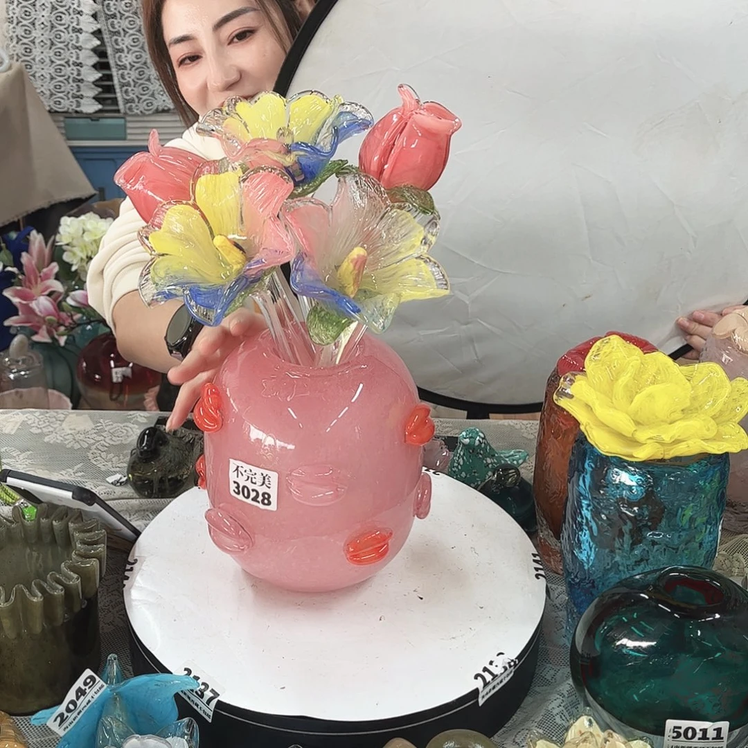 5花1瓶 家悦琉璃花器摆件瓶不完美