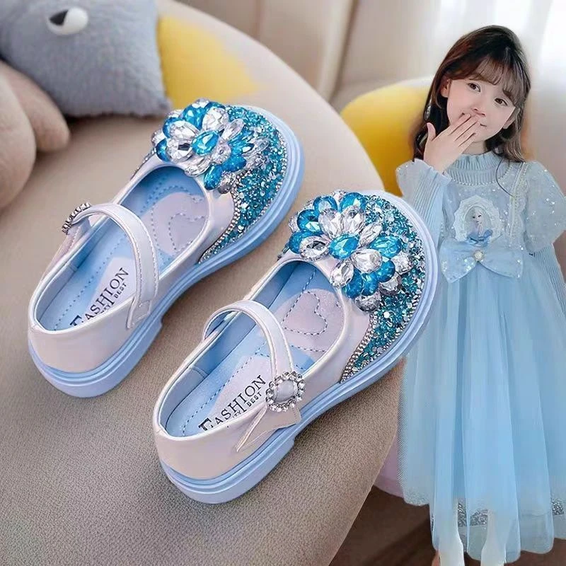 女童公主鞋儿童水晶鞋春秋新款时尚软底演出鞋单鞋6223