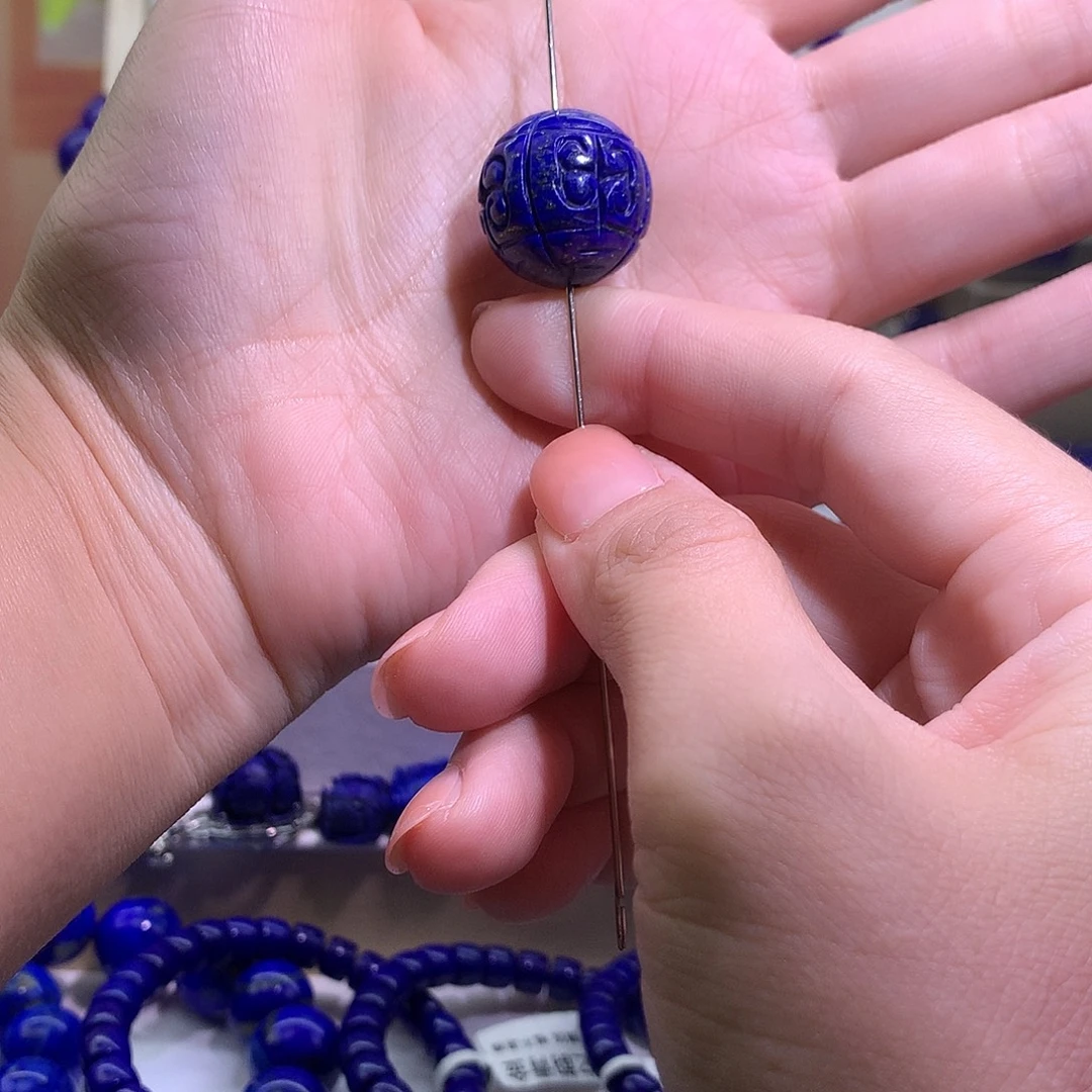 青金石未镶嵌天然原矿回纹珠19.8 m