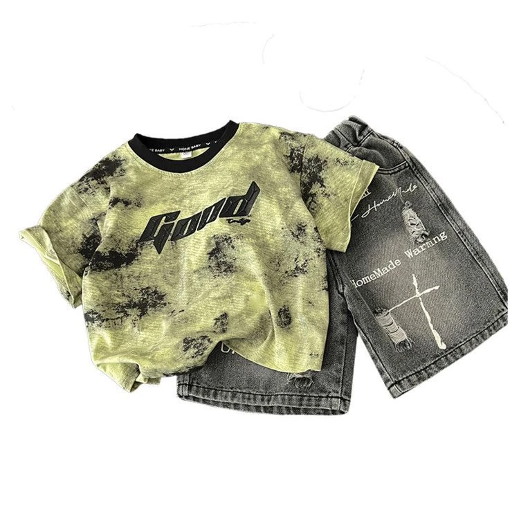 儿童夏季套装夏装男童2025时髦洋气新款短袖衣服两件套宝宝