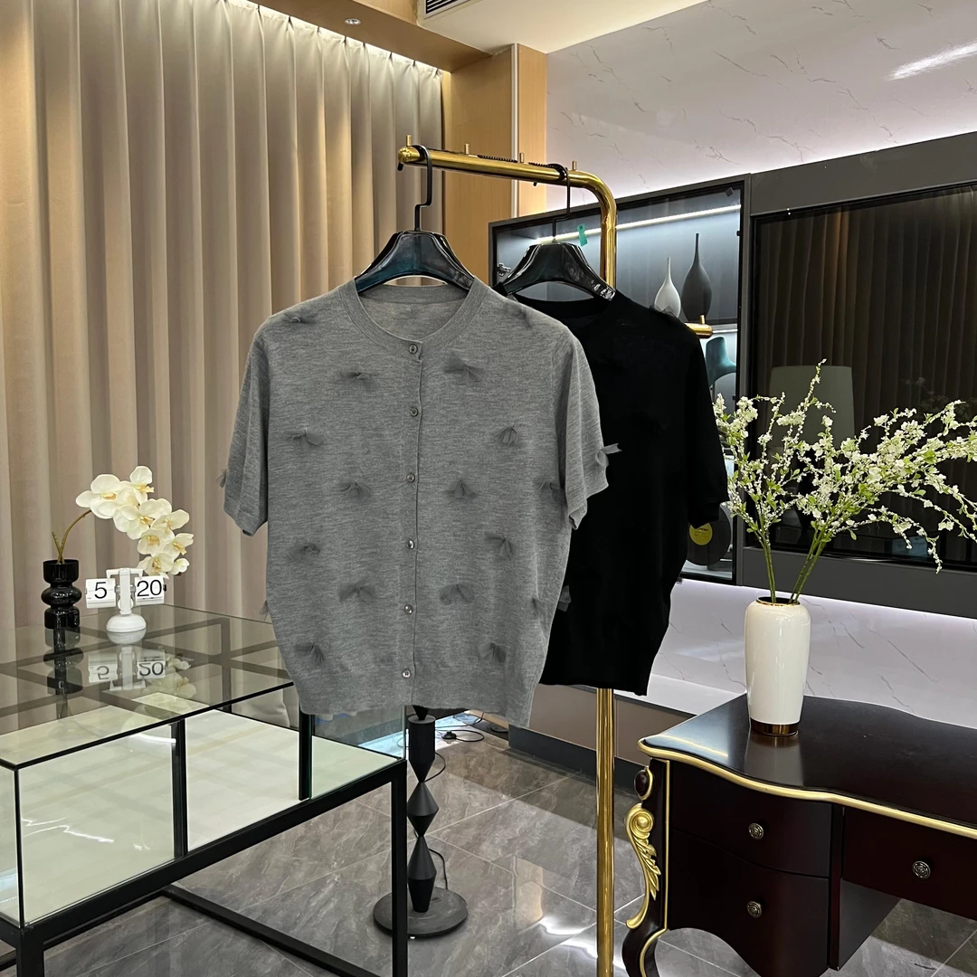 夏季慵懒感工艺设开衫短袖宽松时尚百搭显瘦针织上衣GK-288