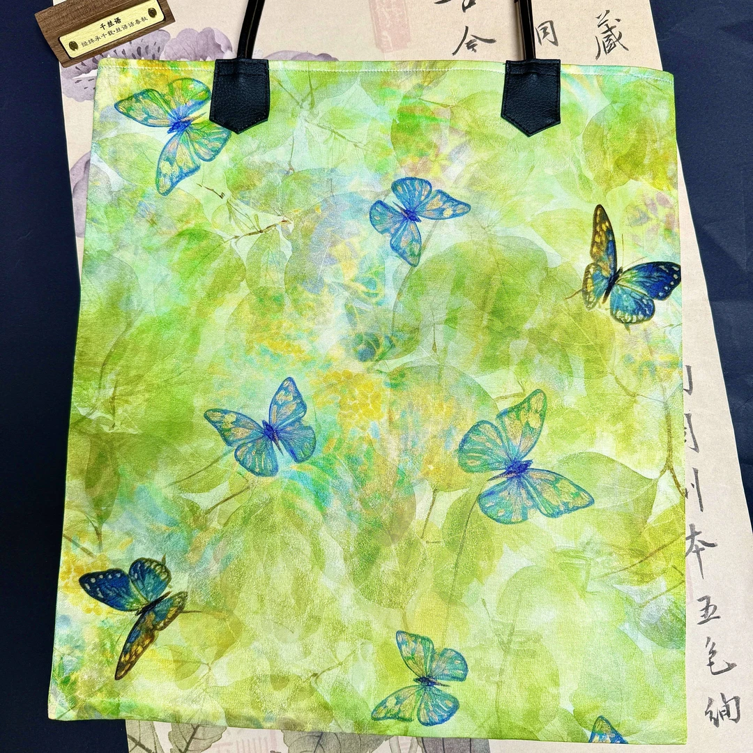 桑蚕丝真丝大托特单肩包宋锦真丝国风新中式腋下时尚女文件包