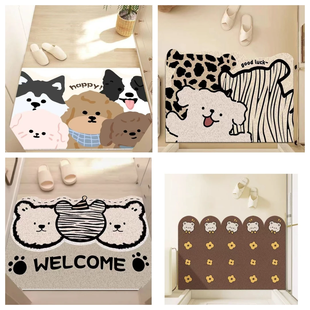 丝圈加厚地垫卡通可爱萌宠入户门地毯防滑防尘玄关家用耐磨好打理