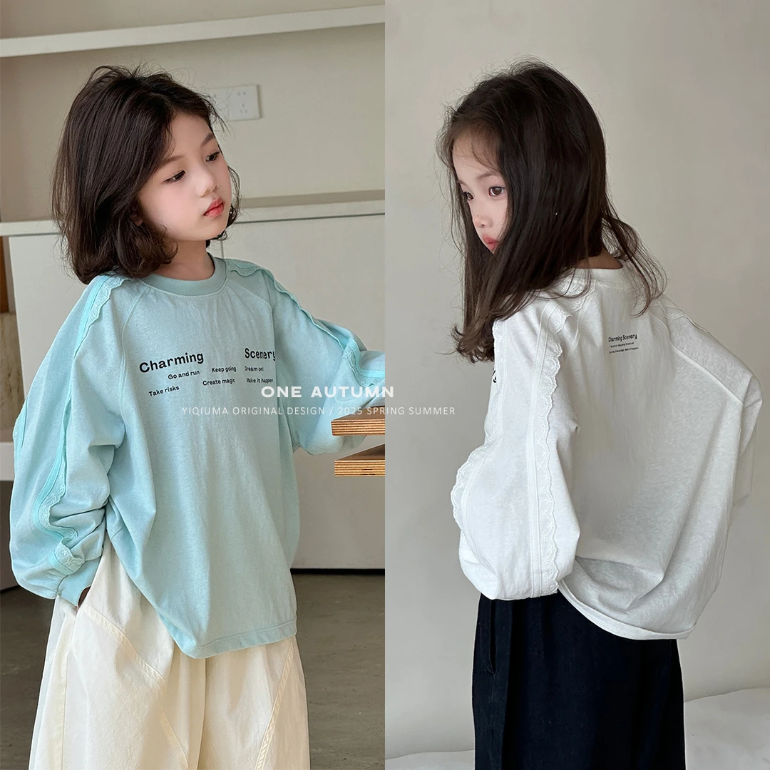 现货「壹秋.ONE AUTUMN」【千呼万唤】雪花棉字母T恤女童春【GC306】