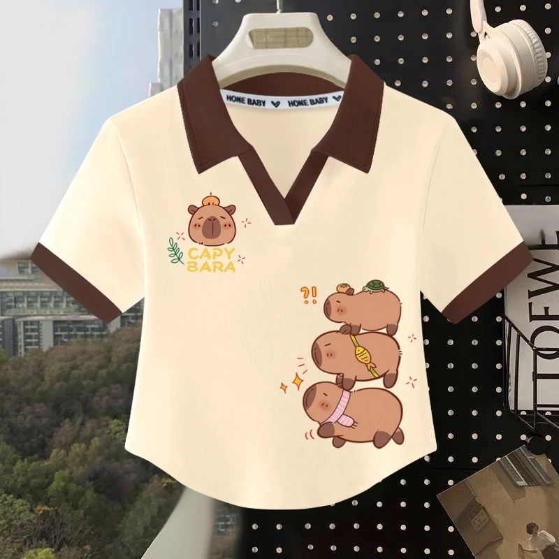 女童夏装短袖t恤2025新款洋气时髦儿童装半袖上衣夏季大童POLO衫