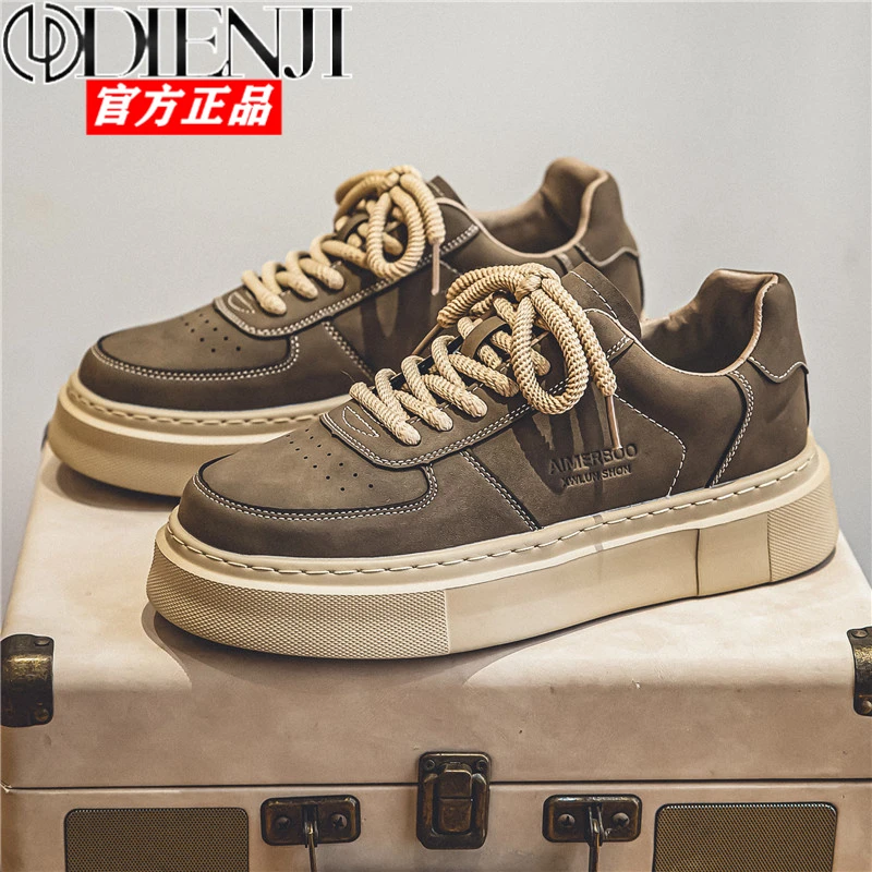 狄恩纪2025春季新款百搭加厚低帮板鞋潮流厚底增高学生休闲运动鞋