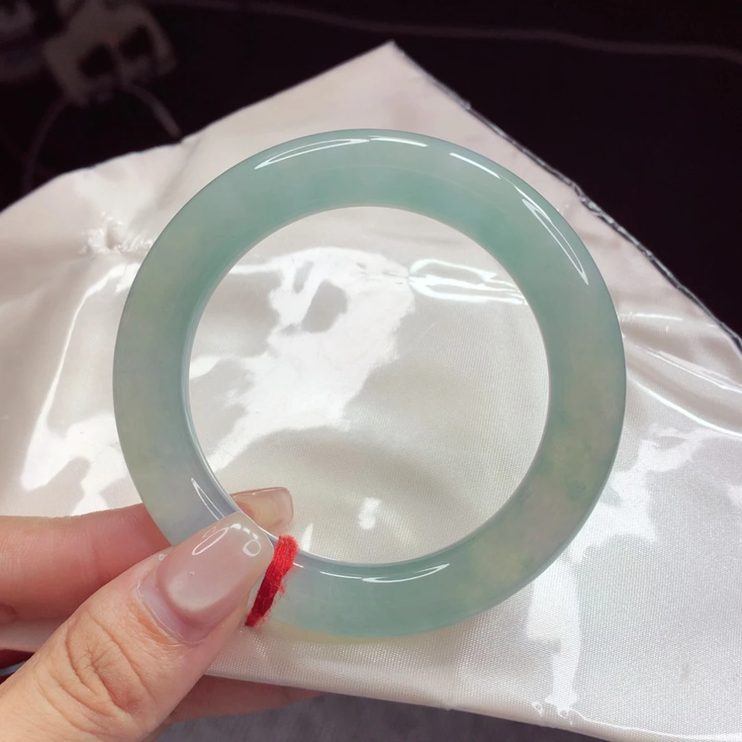 未镶嵌手镯（圆镯）翡翠54.4时而蓝调时而绿调 小柒