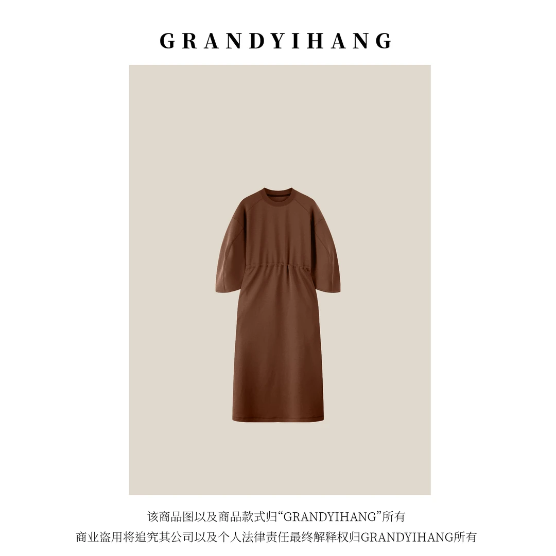 【艳姐推荐】早秋新款休闲简约气质长袖连衣裙24023