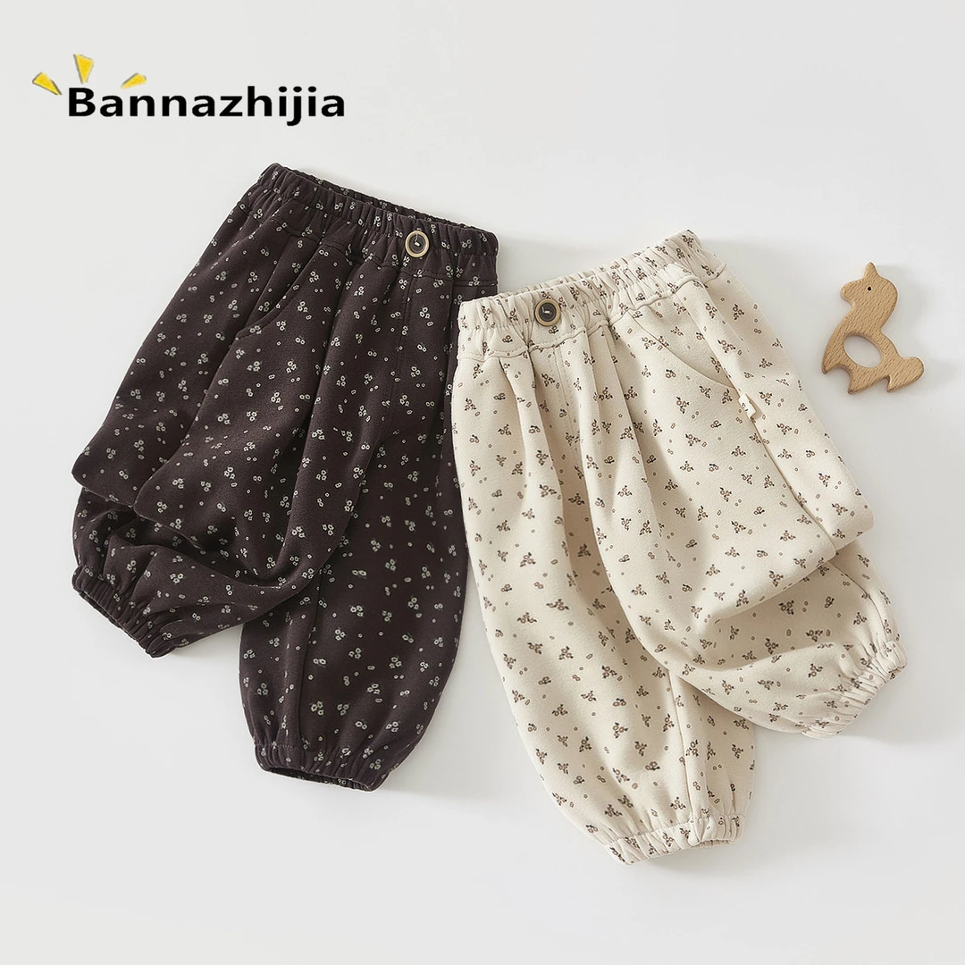 女宝宝法系风碎花春秋休闲裤童裤长裤儿童小童休闲宽松卫裤灯笼裤