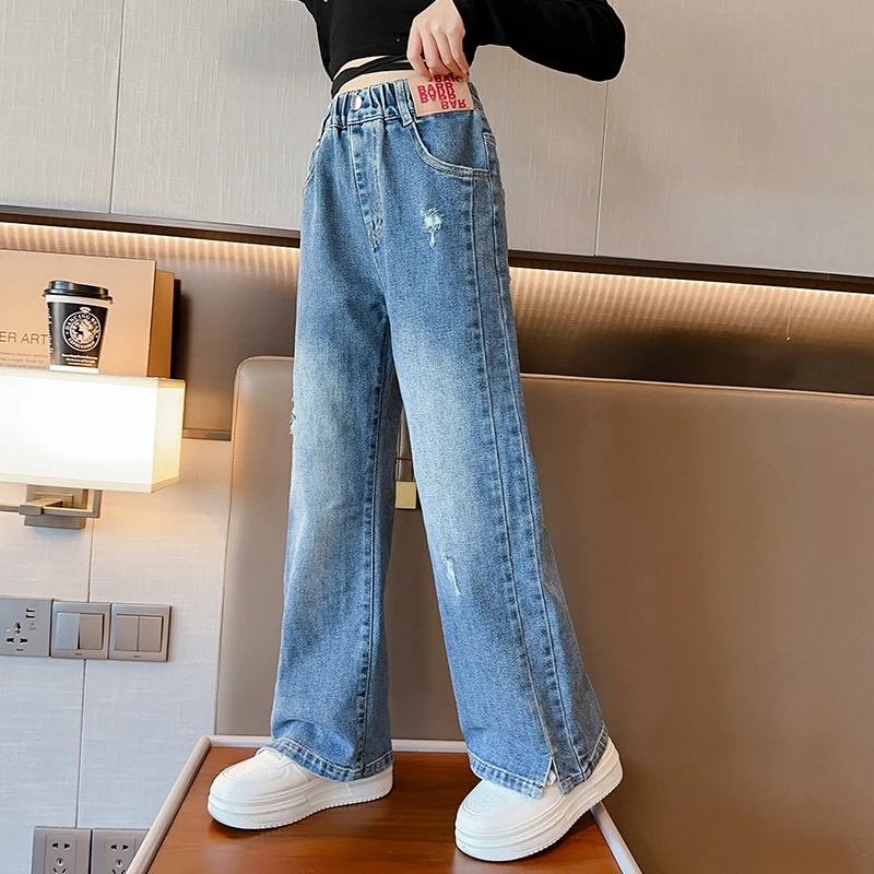 2025[现货断码清]女童牛仔裤儿童休闲长裤女孩阔腿裤T3130003088