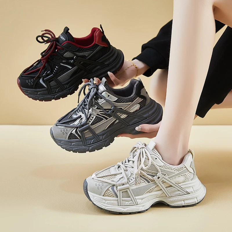 网红百搭爆款新款老爹鞋女2025春季学生运动跑步休闲厚底增高1001