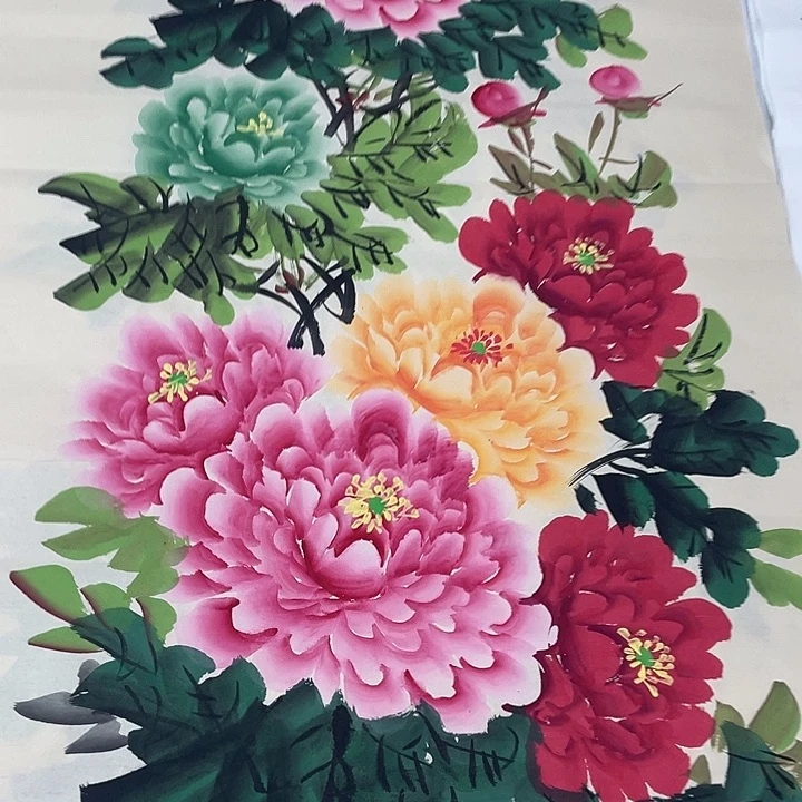 国画国画作品书法作品原稿四尺竖仿古多彩