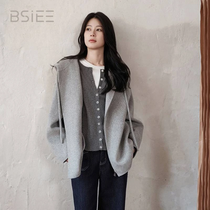 BSIEE/本涩赵昭仪同款高级感连帽休闲大衣