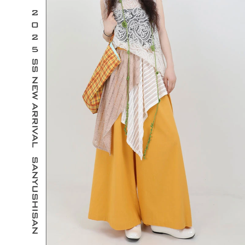 三与十三|午茶小调|夏季拼接假两件不规则休闲宽松别致设计裙裤