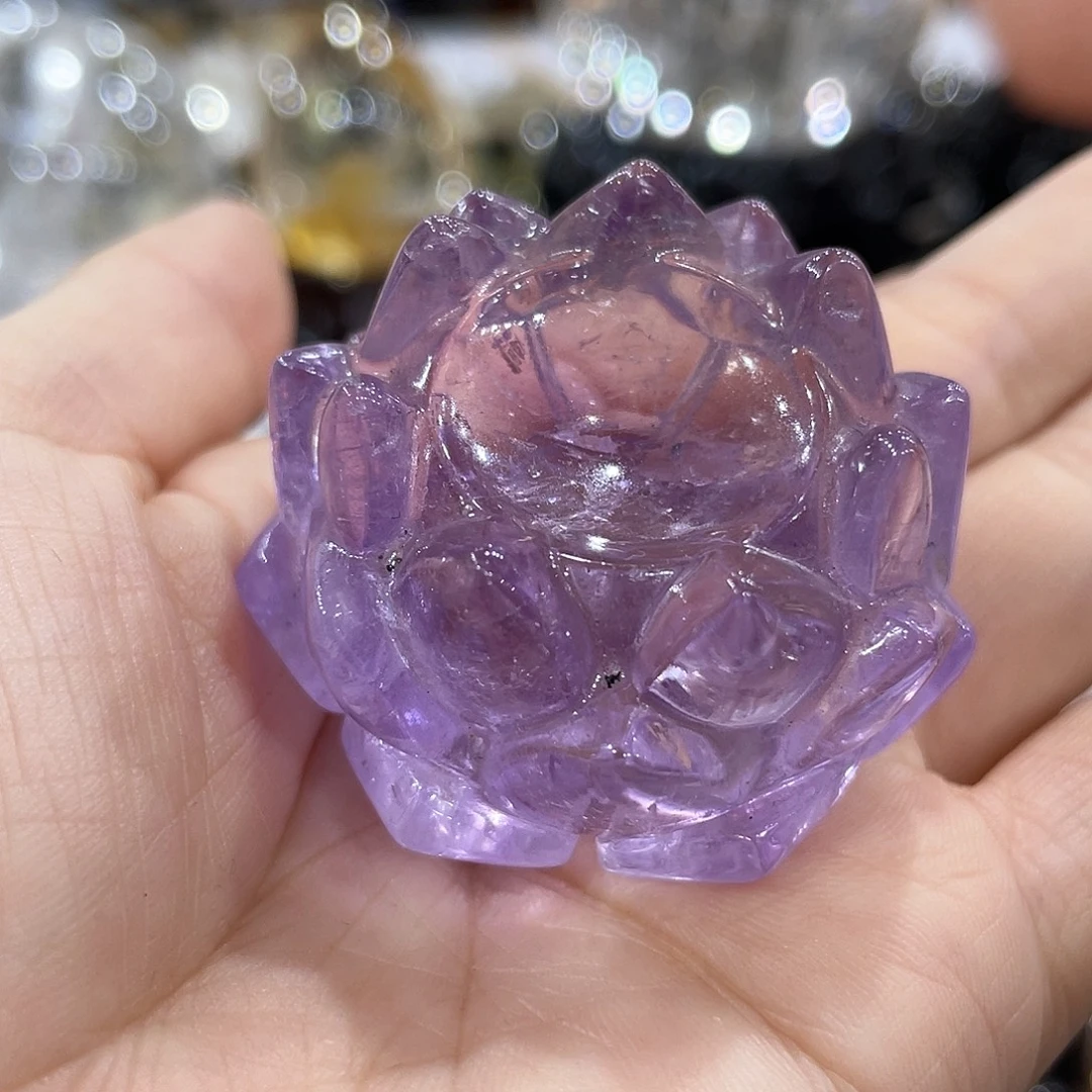 珠宝半成品水晶未镶嵌紫水晶莲花