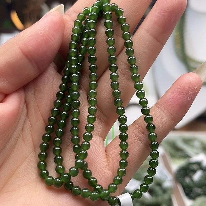 ⑦***珠和田玉（碧玉）未镶嵌车挂