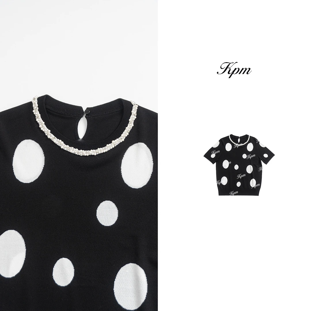 2025春夏新款波点圆领真丝短袖T恤女宽松上衣气质显瘦小衫JN7069