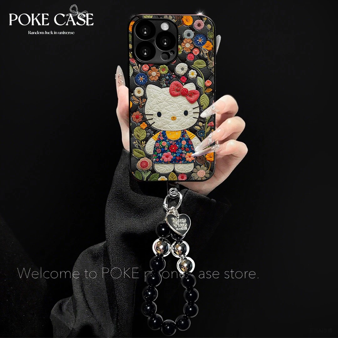 电镀小羊皮园丁KT猫适用苹果17PROMAX华为vivo小米oppo手链手机壳