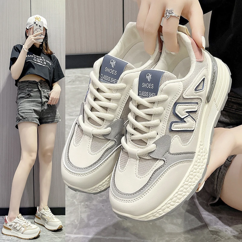 网面阿甘鞋女2025春季新款厚底透气爆款运动鞋薄款休闲女鞋P6969