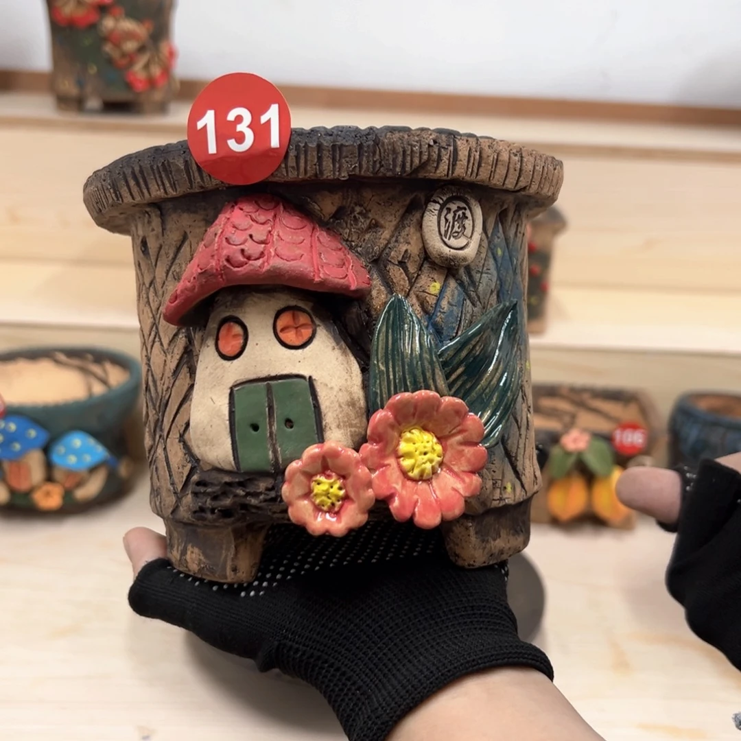 紫砂花盆131号，内口13高13
