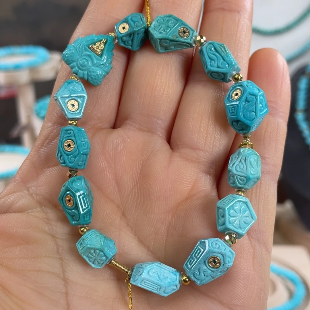 绿松石未镶嵌套链高瓷无相珠k金设计款