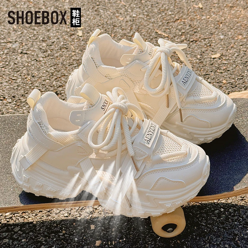 SHOEBOX鞋柜厚底网面老爹鞋2025夏季新款轻便透气百搭运动鞋
