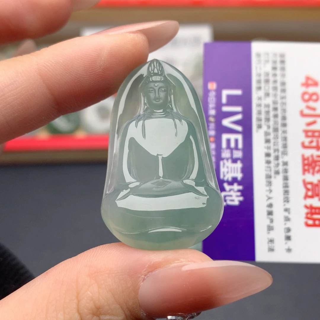 骑***湖翡翠未镶嵌颈饰素衣观音