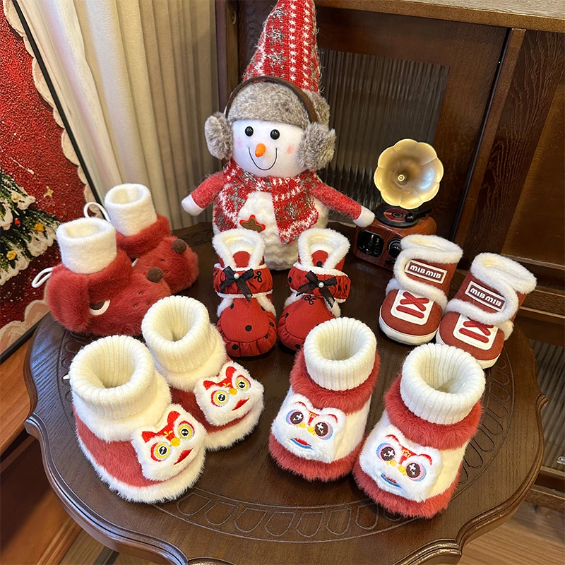 【过年必备】婴幼儿过年鞋0-12个月男女宝宝过年红色加绒保暖宝宝鞋