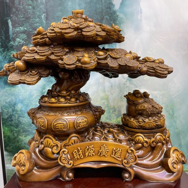 摇钱树带金蟾可旋转 长33高32 博古架玄关收银台客厅工艺品摆件