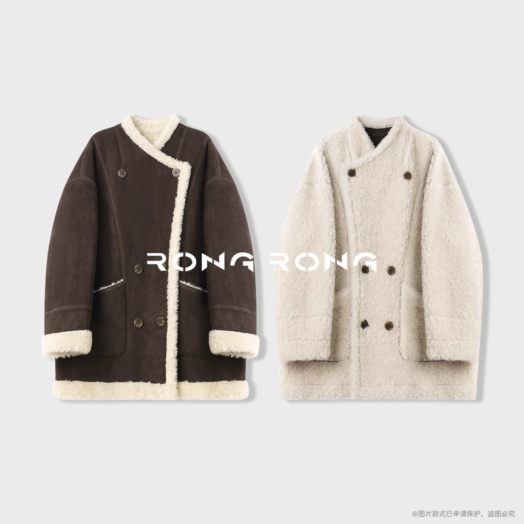 溶溶【雪境信使】RONGRONG 100绵羊毛翻领复古风双面穿羊毛大衣Y08