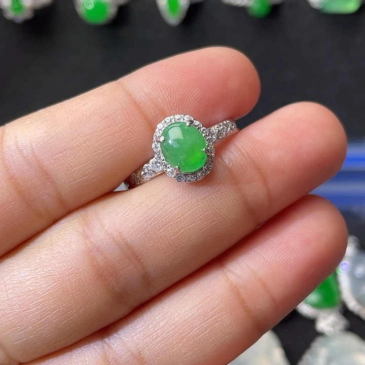 翡翠银S925镶嵌戒指