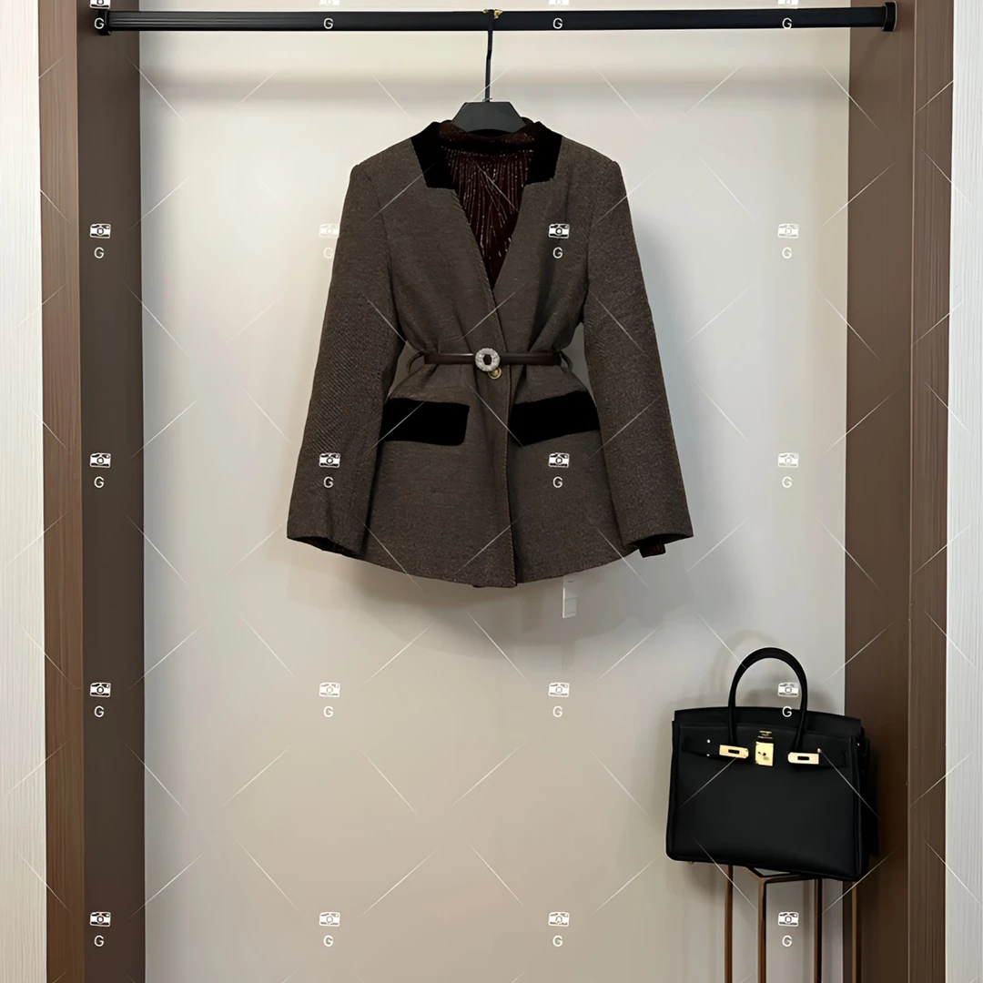 【静】秋冬气质小香风时尚设计师中长款外套 QD-2025150