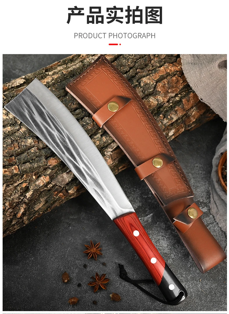 手工锻打砍柴刀家用砍骨刀网红刀具户外露营开路砍刀户外刀