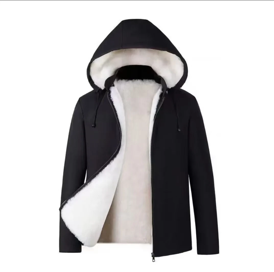 新款皮毛一体中老年加厚绵羊毛内胆男保暖外套