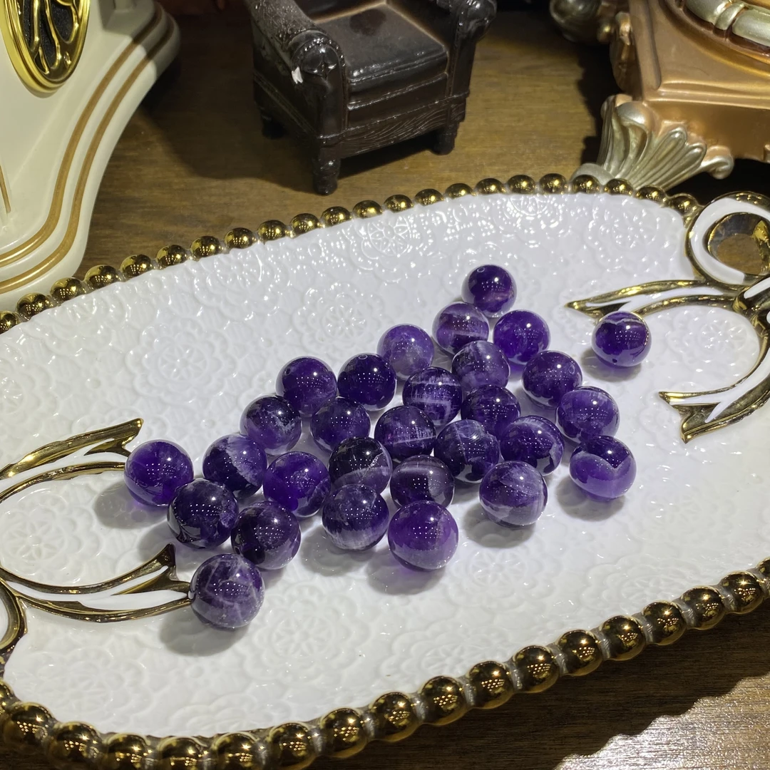 天然紫水晶DIy手工配饰通孔-多样性发其一D519