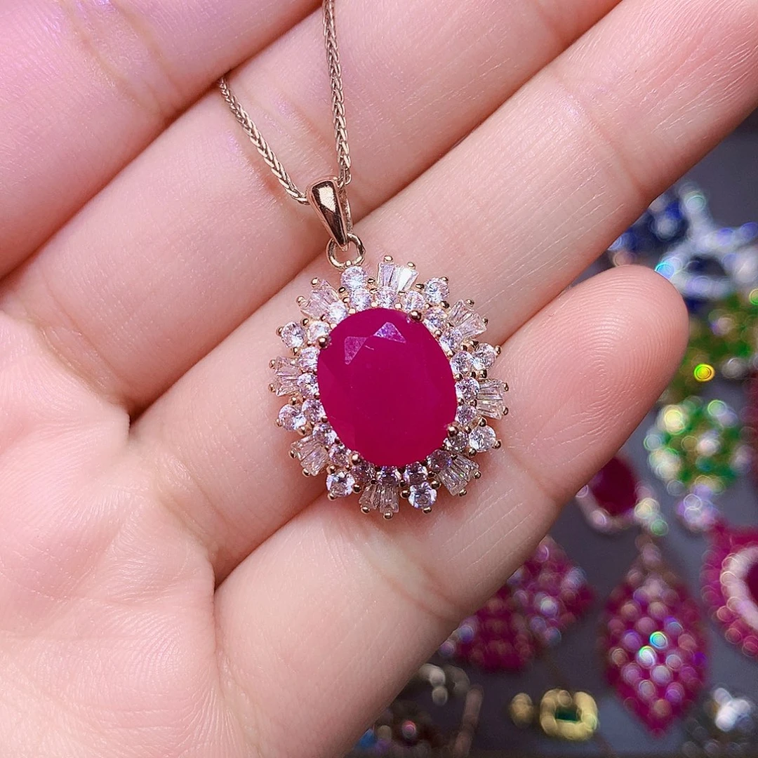 颈饰银S925镶嵌红宝石
