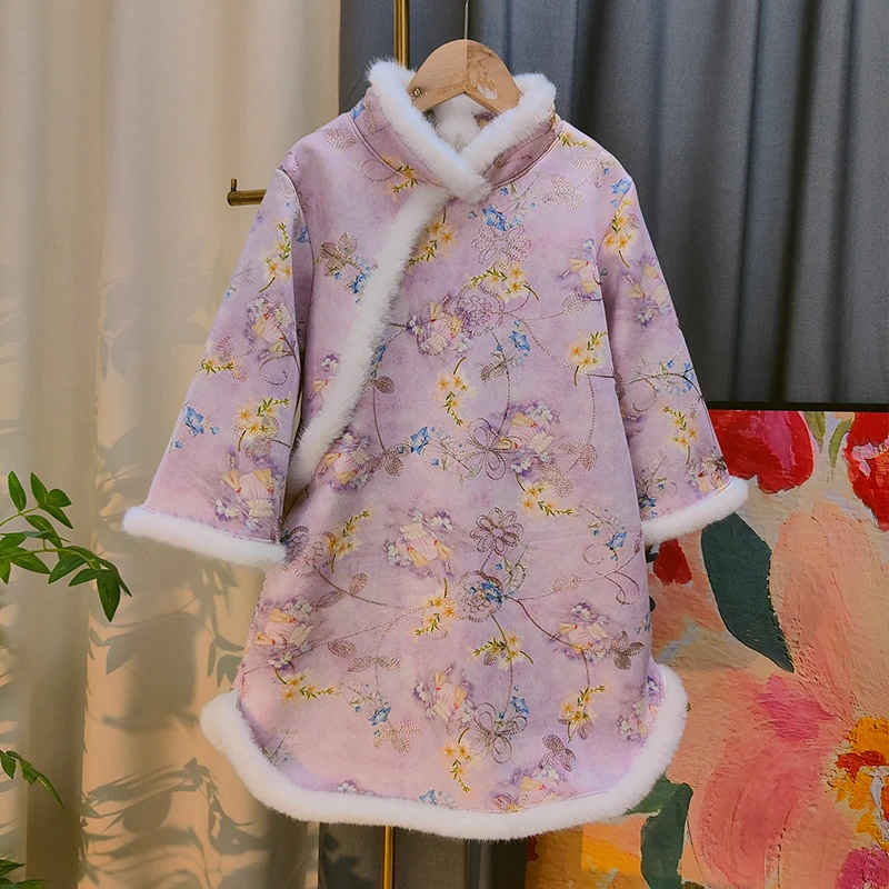 2024年冬季加绒儿童新中式国风旗袍裙